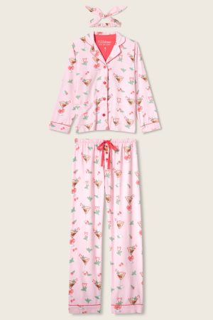 Tini Time Drink Print 3-Piece Flannel PJ Set
