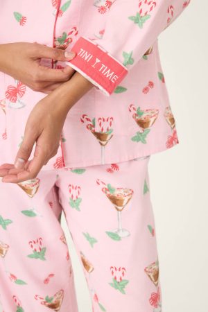 Tini Time Drink Print 3-Piece Flannel PJ Set