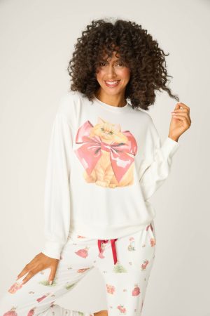 Feline Festive Cat Print Sweater